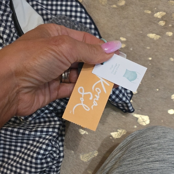 Kona Sol Black and White Gingham One Piece Swimsuit - Picture 2 of 5